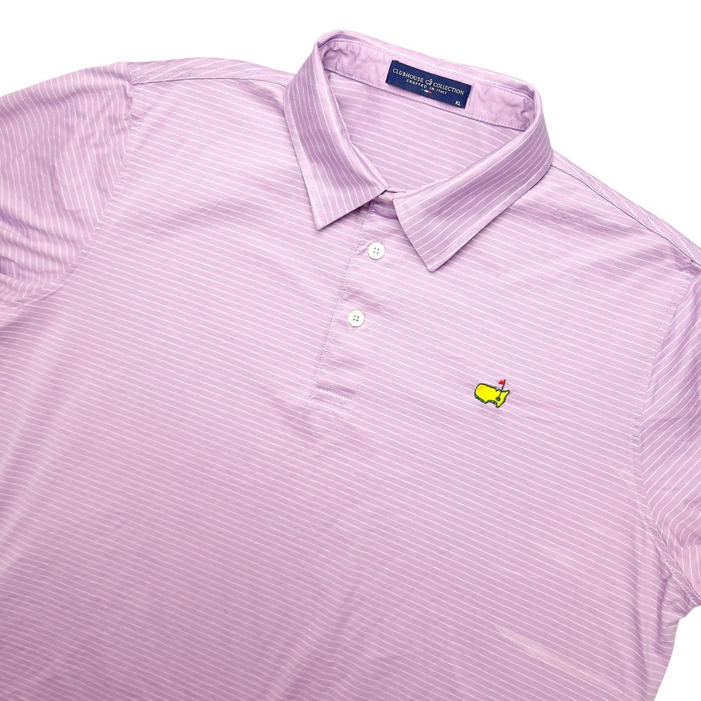 Clubhouse Collection Polo Shirt Mens XL Purple Stripe Golf Cotton Italy Top